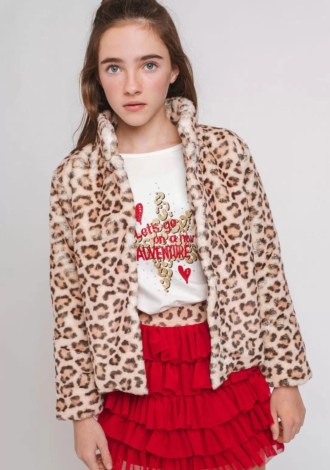 Conguitos Chaquetas^Abrigo Pelo De Niña Leopardo