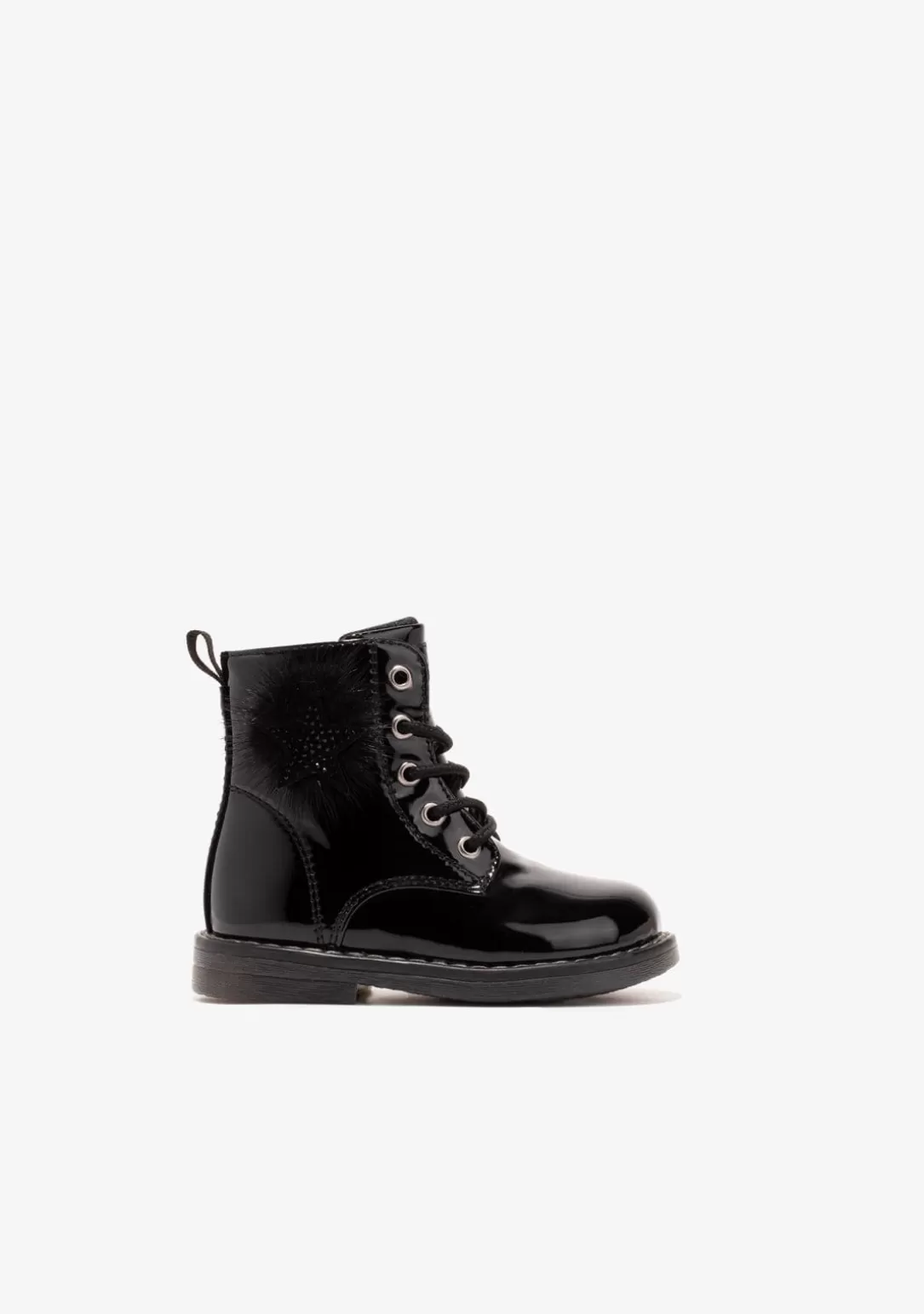 Conguitos Botas | Botas^Baby's Black Pompon Cord Ankle Boots