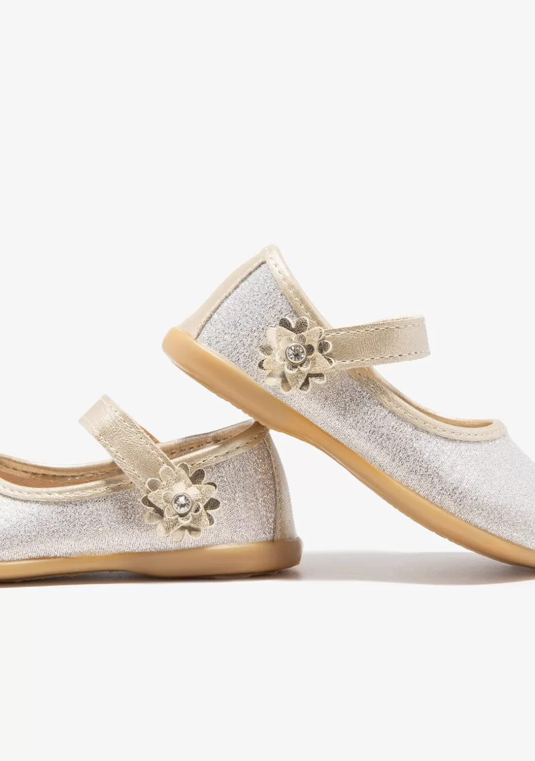 Conguitos Bailarinas | Zapatos De Ceremonia^Bailarinas De Bebé Flor Glitter Oro