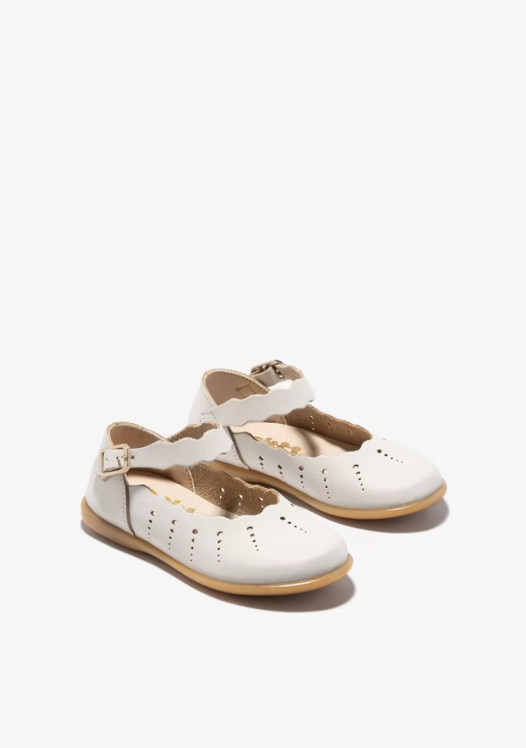 Conguitos Bailarinas | Zapatos De Ceremonia^Bailarinas De Bebé Hebilla Ondas Beige