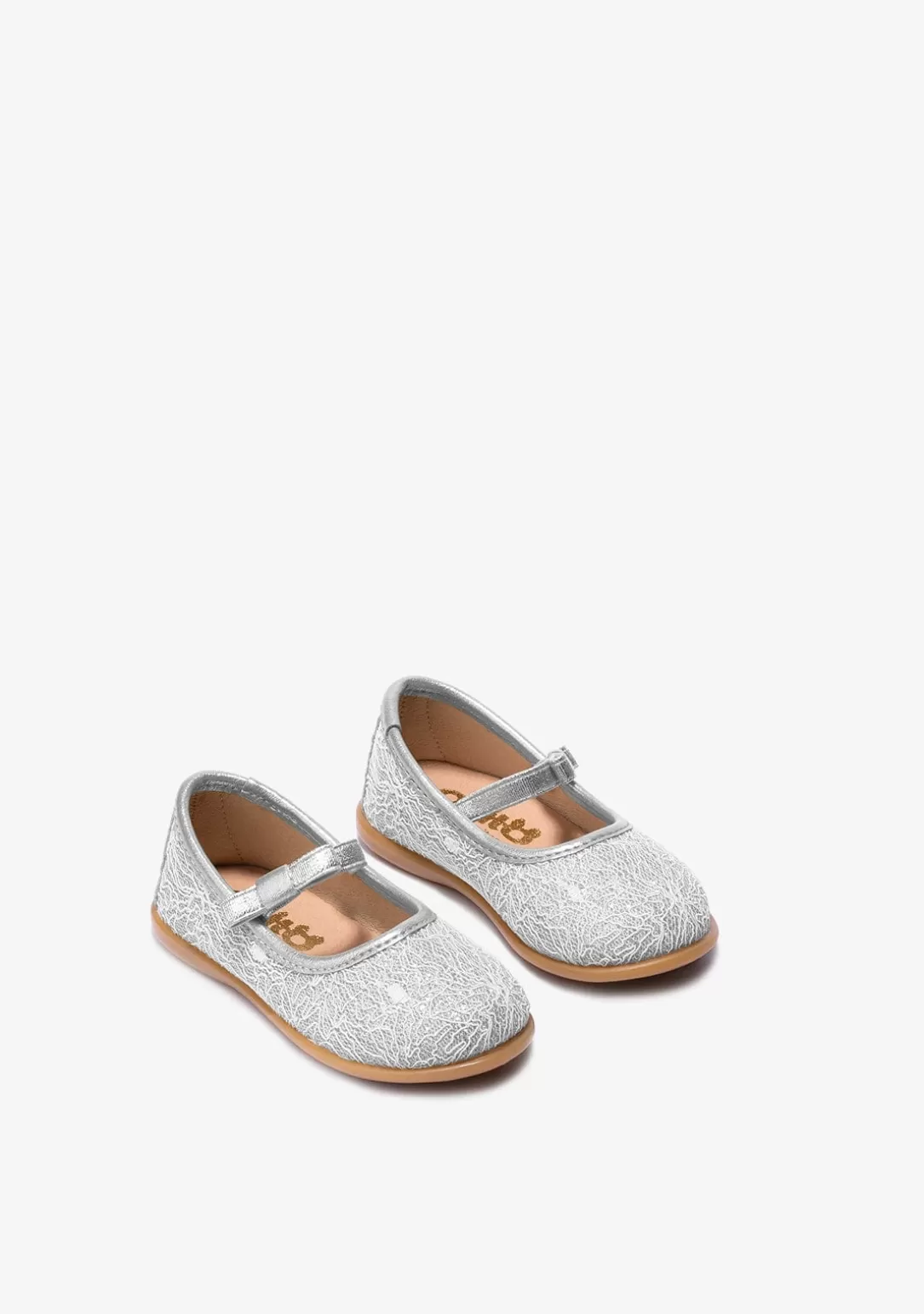 Conguitos Bailarinas | Zapatos De Ceremonia^Bailarinas De Bebé Metalizado Textura Plata