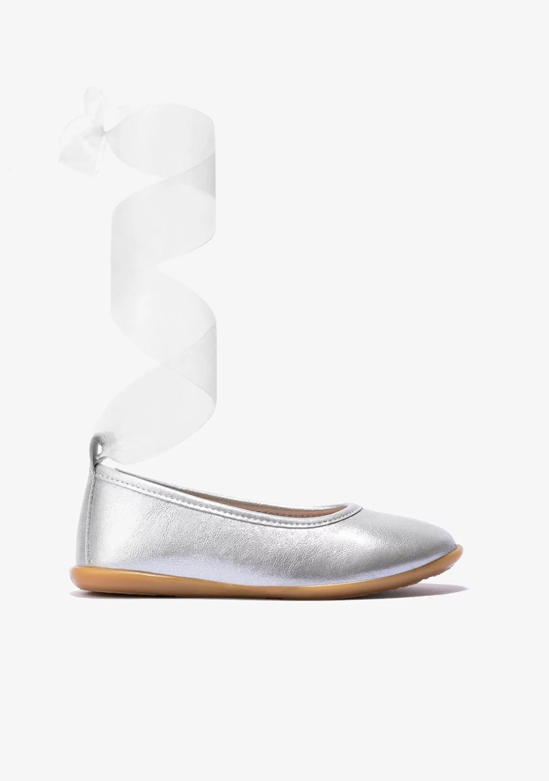 Conguitos Zapatos De Ceremonia | Bailarinas^Bailarinas De Niña Lazo Metalizado Plata