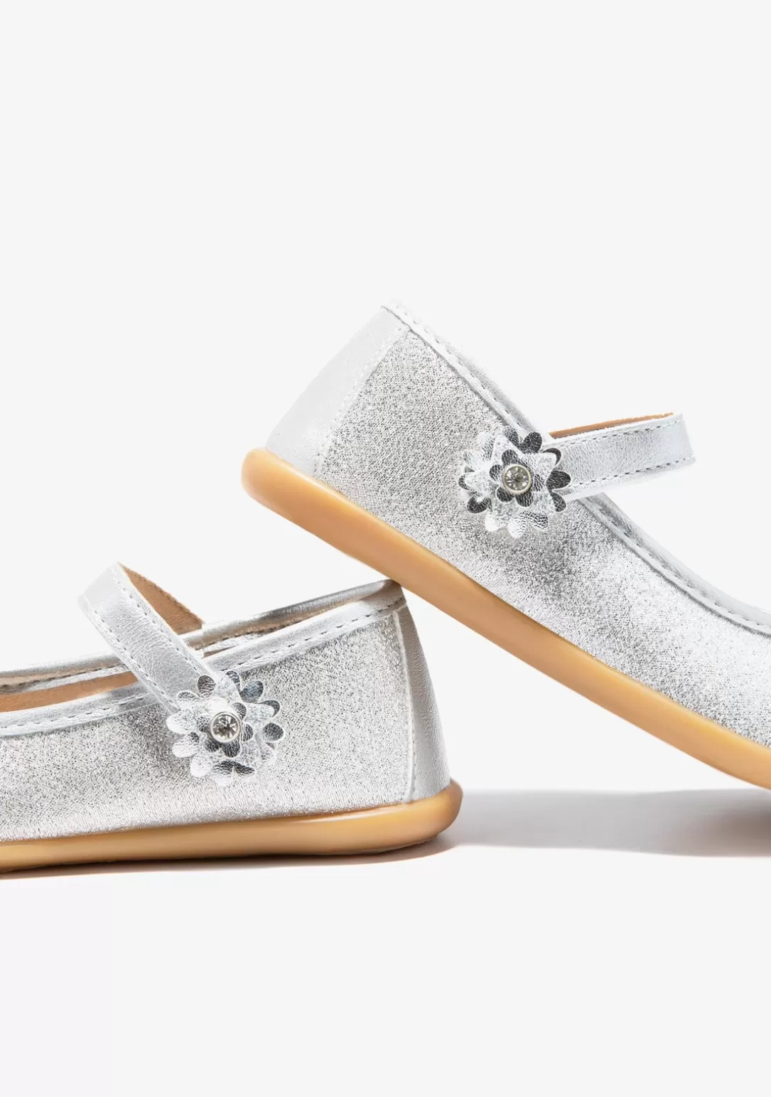 Conguitos Zapatos De Ceremonia | Bailarinas^Bailarinas Flor Glitter Plata