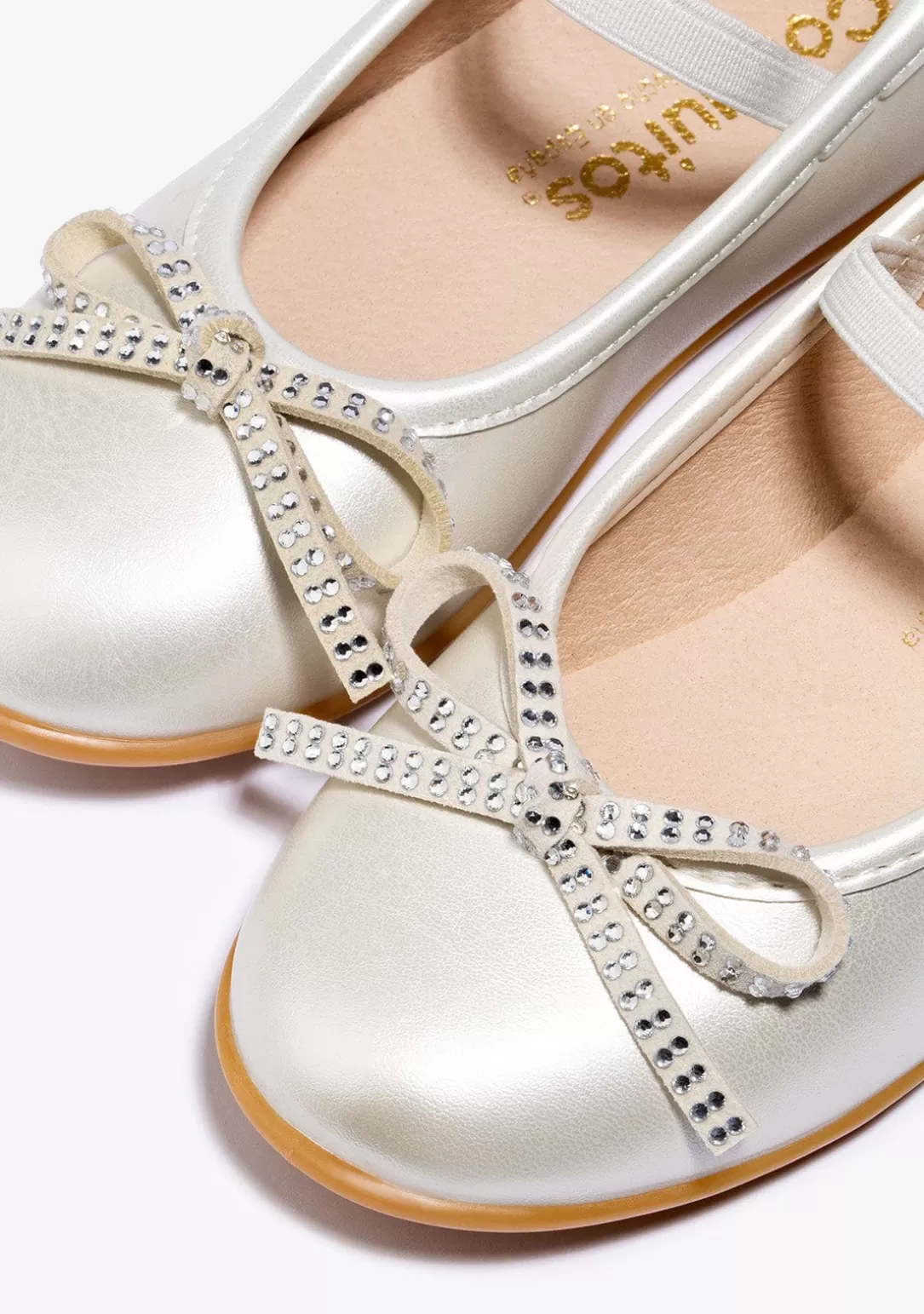 Conguitos Zapatos De Ceremonia | Bailarinas^Bailarinas Lazo Strass Blanco