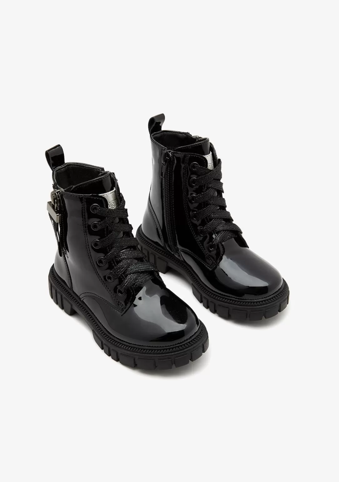 Conguitos Botas^Botas Militares Charol Negro