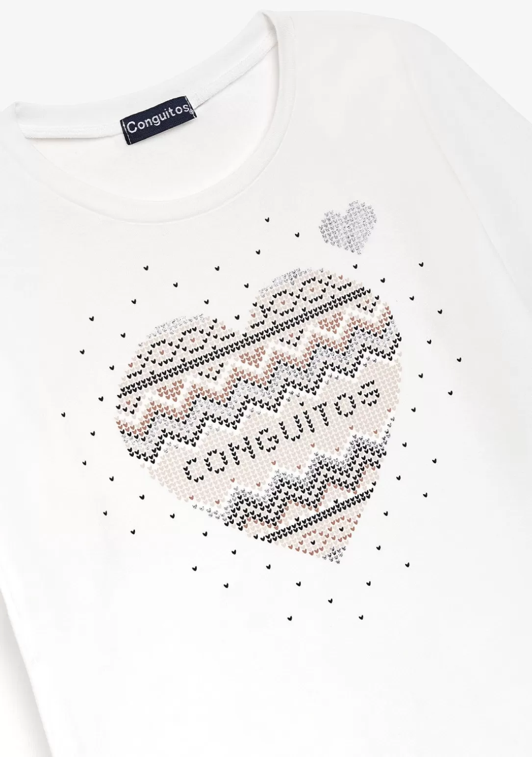 Conguitos Camisetas | Camisetas Manga Larga^Camiseta Corazón Puntos Blanco