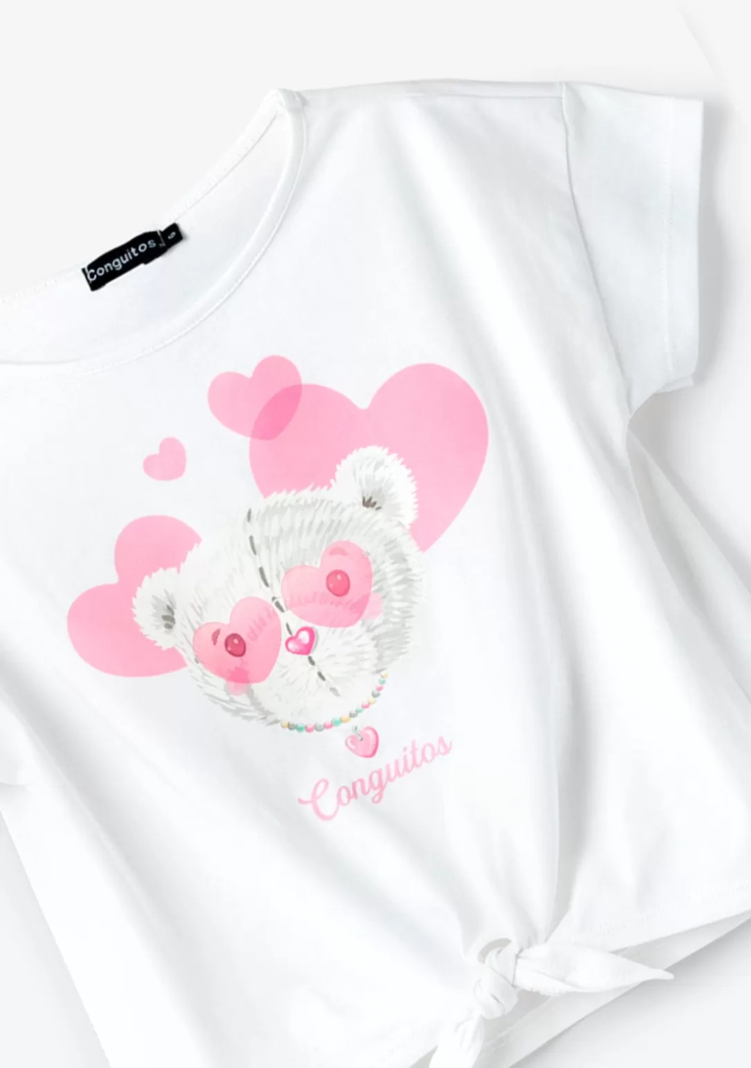 Conguitos Camisetas^Camiseta Corazones Oso Blanco