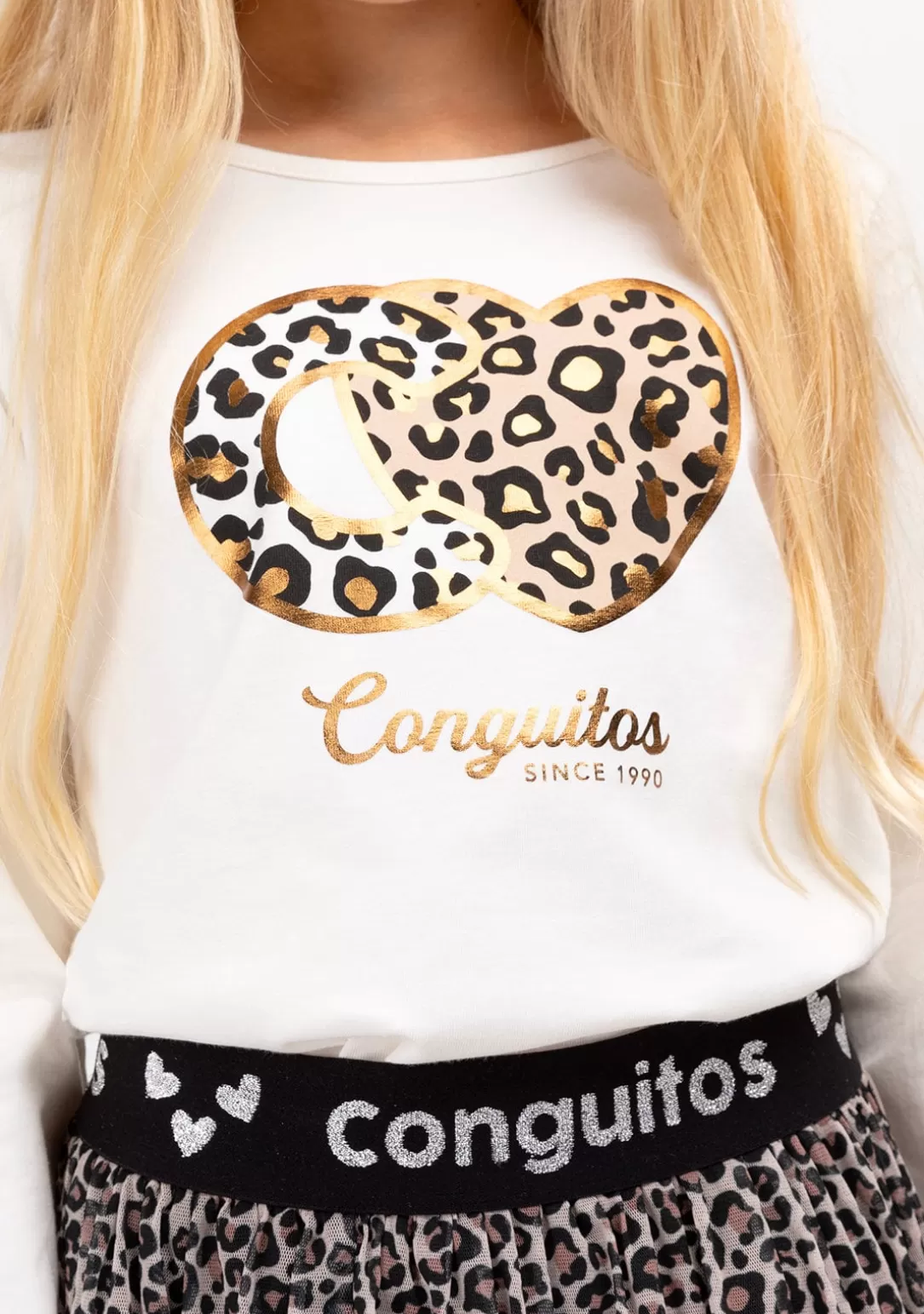 Conguitos Camisetas | Camisetas Manga Larga^Camiseta De Niña Leopardo Blanco