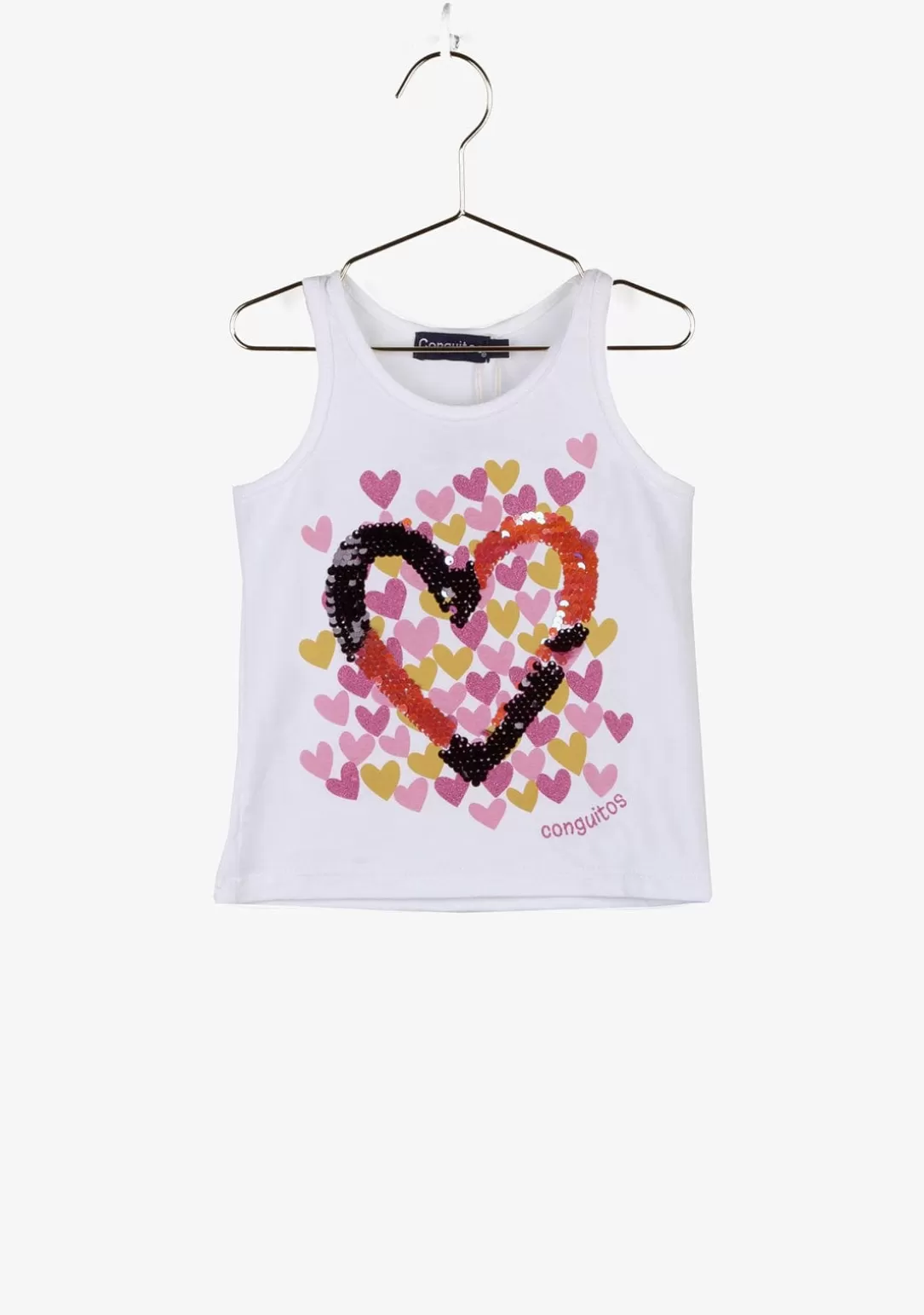 Conguitos Camisetas^Camiseta De Niña Corazones Blanca