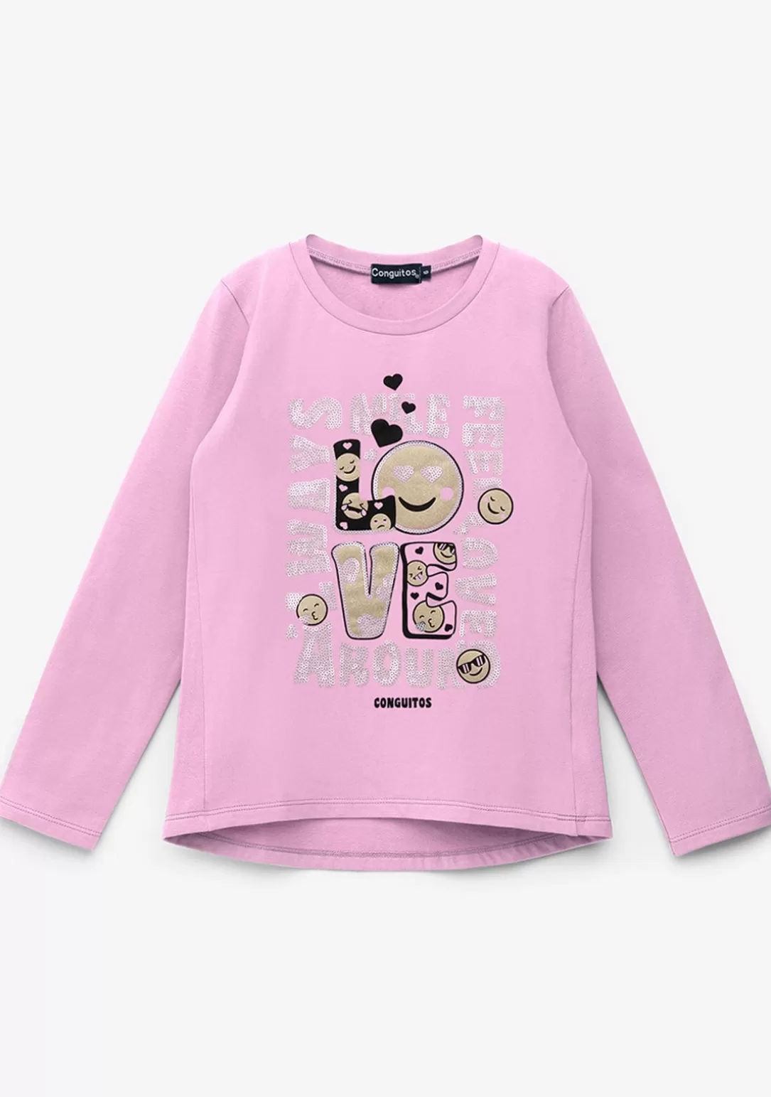 Conguitos Camisetas | Camisetas Manga Larga^Camiseta De Niña LOVE Rosa