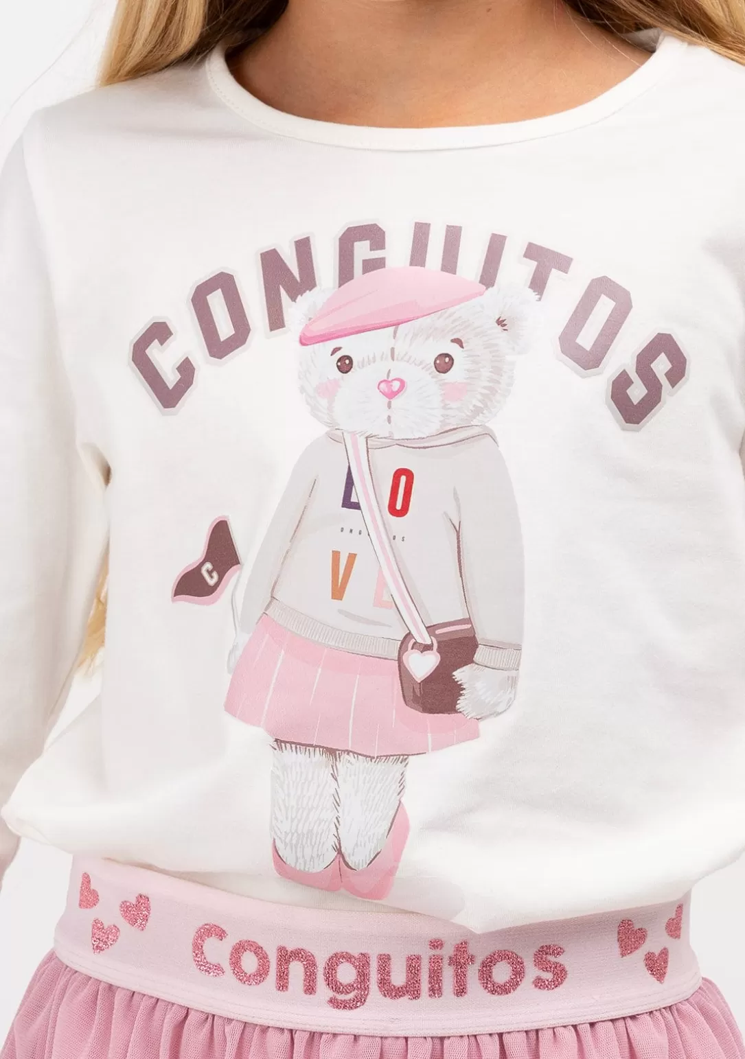 Conguitos Camisetas | Camisetas Manga Larga^Camiseta De Niña Osito University Blanco