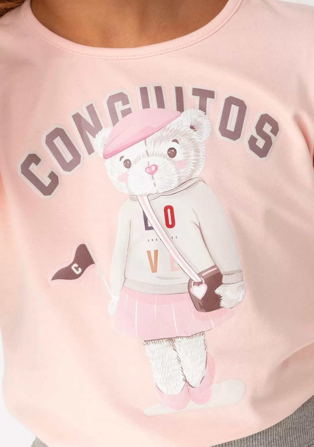 Conguitos Camisetas | Camisetas Manga Larga^Camiseta De Niña Osito University Rosa