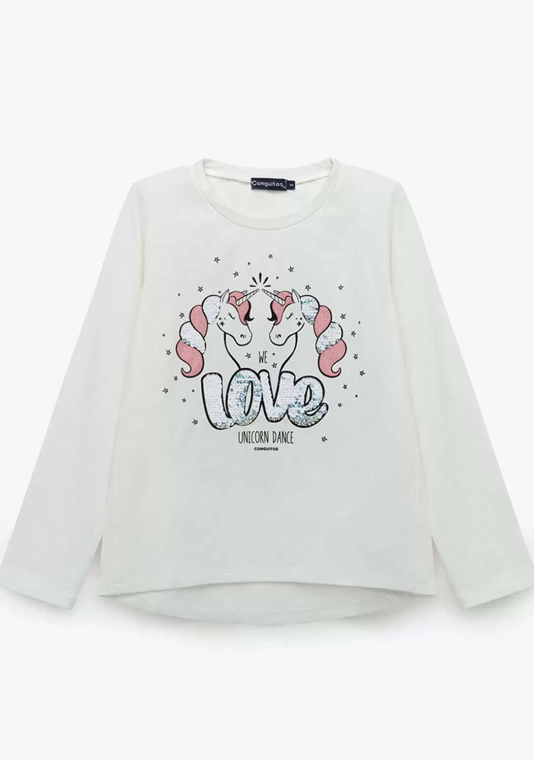 Conguitos Camisetas | Camisetas Manga Larga^Camiseta De Niña Unicornios Blanco