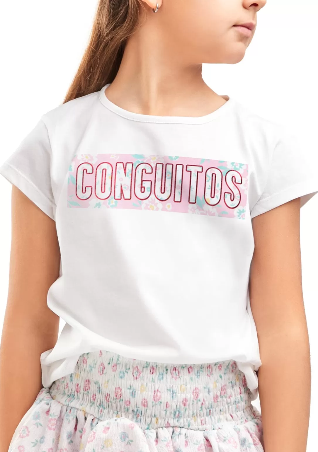 Conguitos Camisetas^Camiseta Flores Blanco