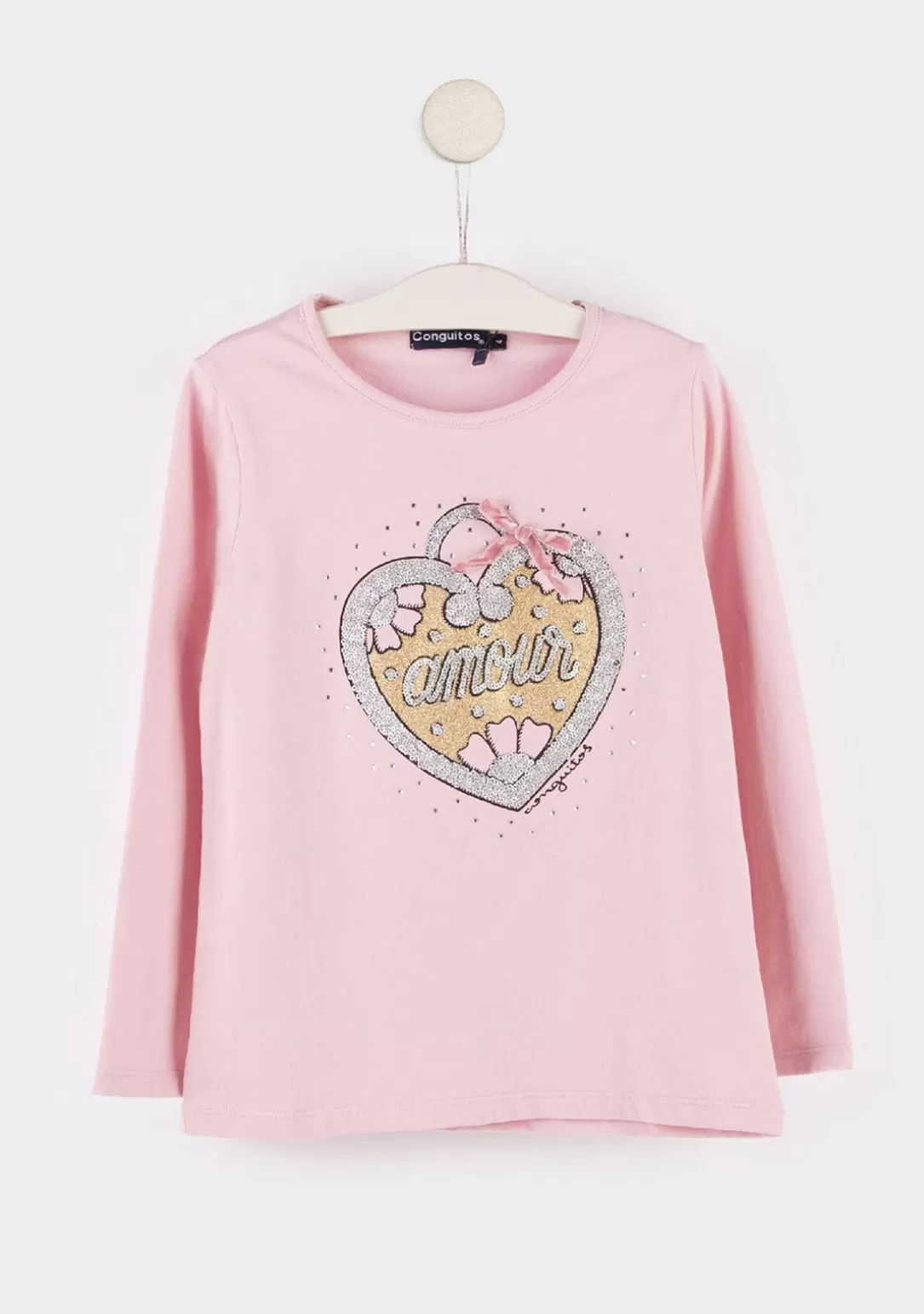 Conguitos Camisetas | Camisetas Manga Larga^Camiseta Niña Corazón Rosa