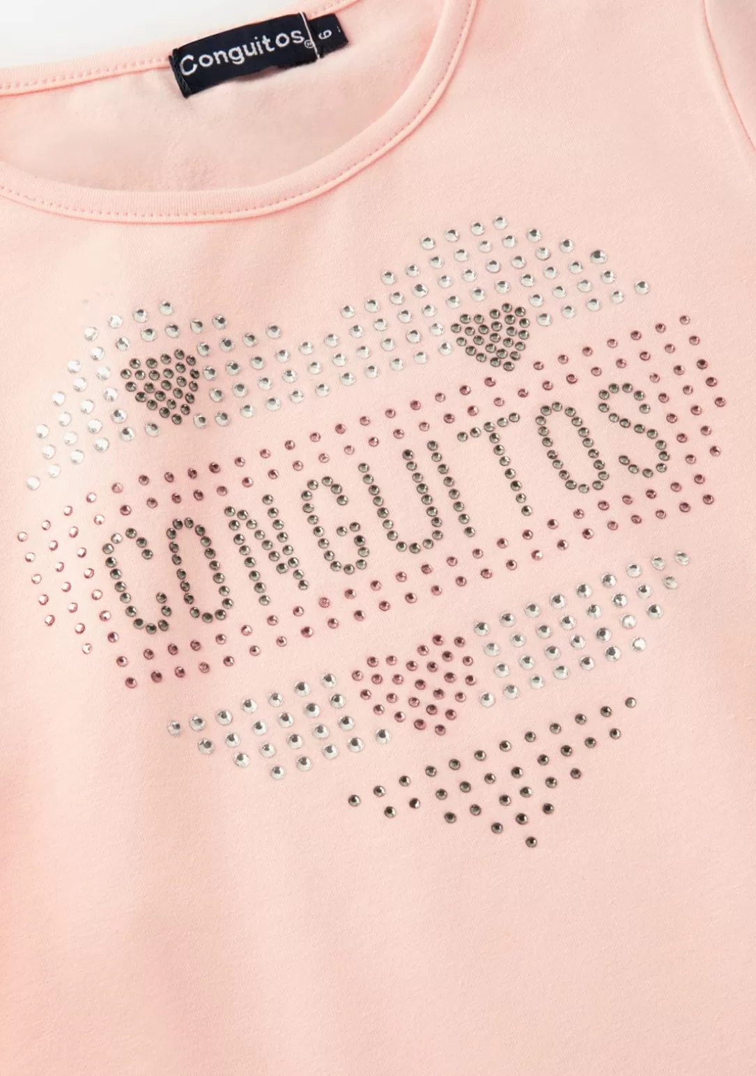 Conguitos Camisetas | Camisetas Manga Larga^Camiseta Niña Corazón Strass Rosa