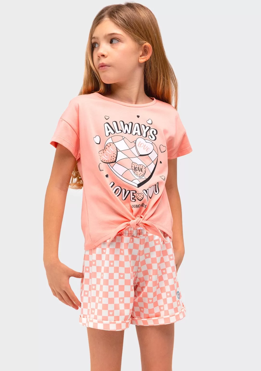 Conguitos Camisetas^Camiseta Niña Estampado Anudado Naranja