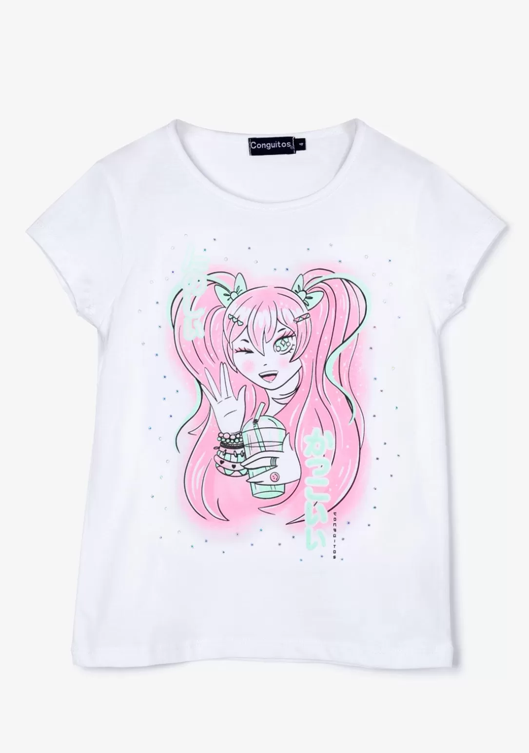 Conguitos Camisetas^Camiseta Niña Estampado Manga Blanca