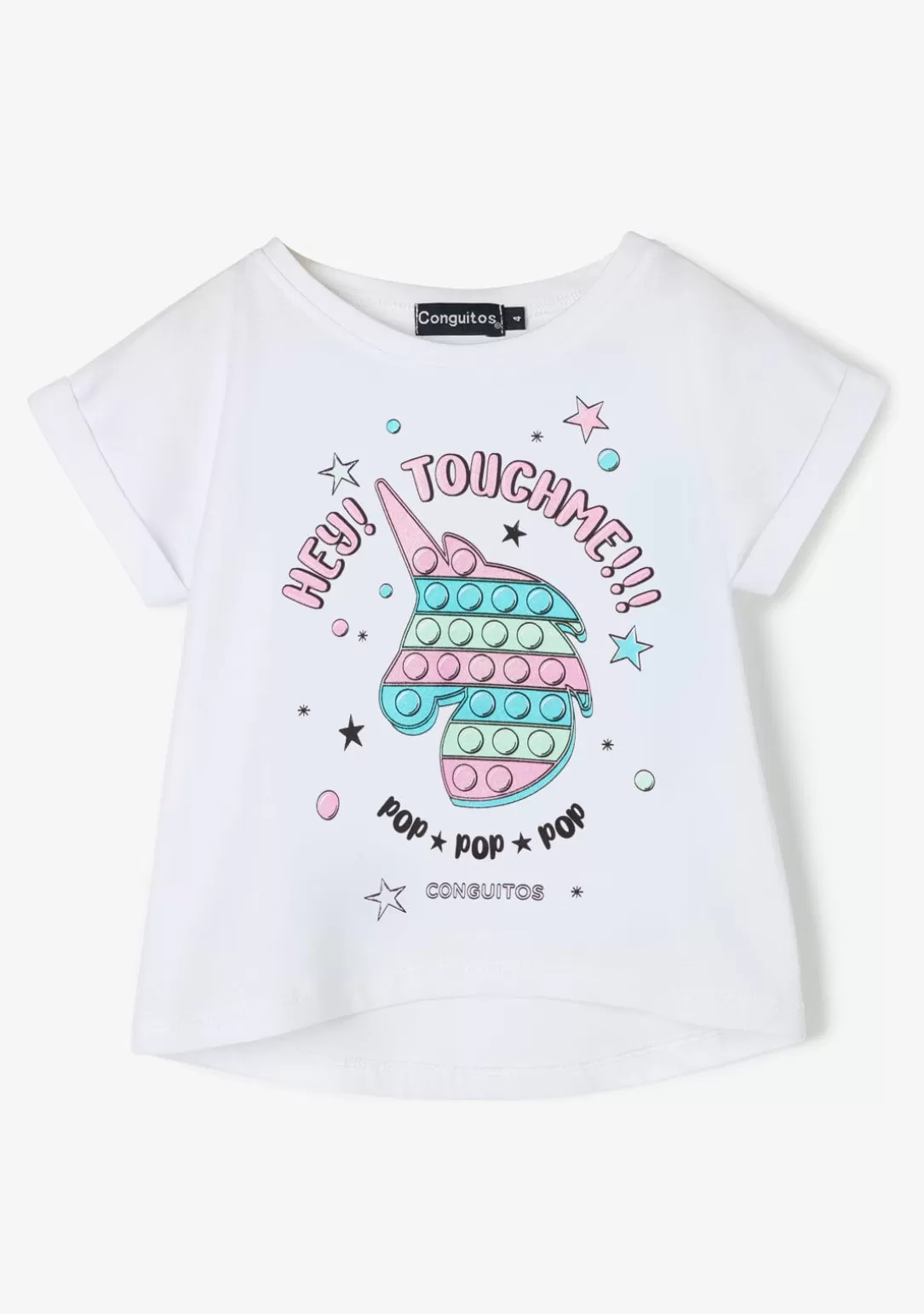 Conguitos Camisetas^Camiseta Niña Unicornio Glitter Blanco