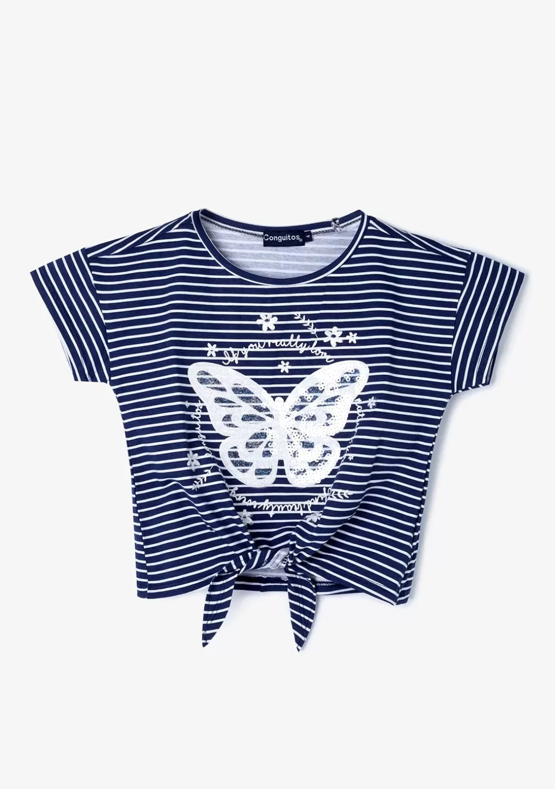 Conguitos Camisetas^Camiseta Nudo De Niña Mariposa Marino