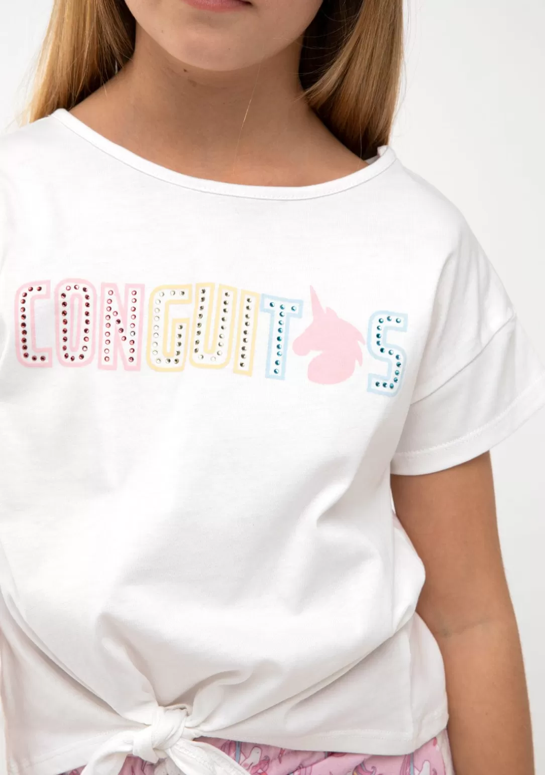 Conguitos Camisetas^Camiseta Unicornio Strass Blaco