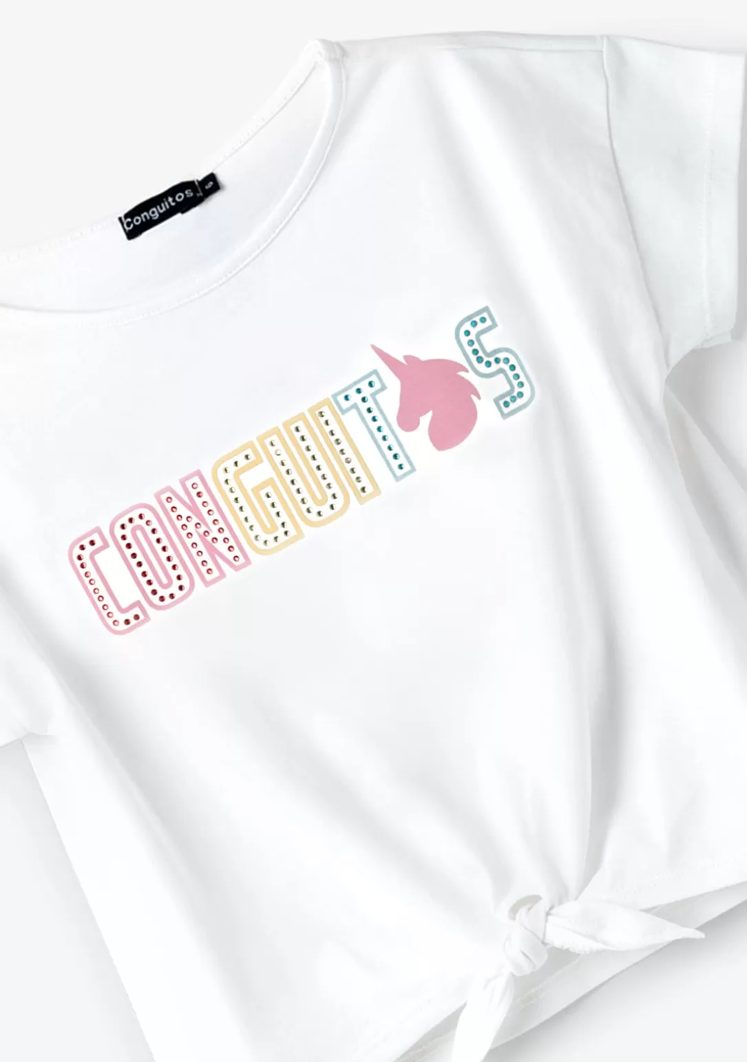 Conguitos Camisetas^Camiseta Unicornio Strass Blaco