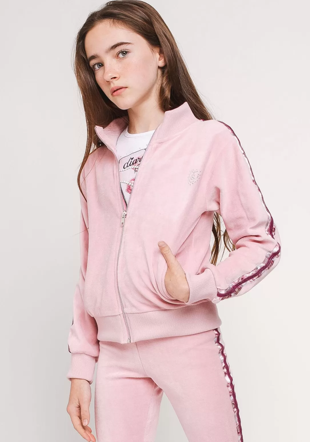 Conguitos Chaquetas | Sudaderas^Chaqueta De Chandal Terciopelo Rosa