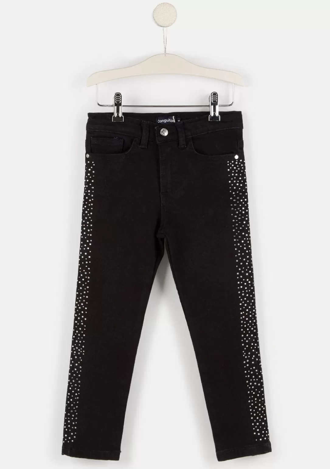 Conguitos Pantalones Y Leggins^Jeans De Niña Lateral Strass Negro