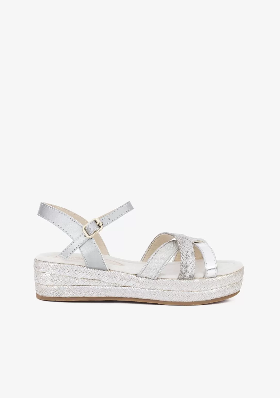 Conguitos Sandalias | Alpargatas^Sandalias Cuña De Niña Glitter Plata