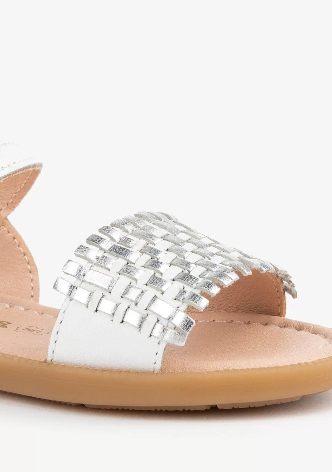 Conguitos Sandalias | Zapatos De Ceremonia^Sandalias De Niña Piel Trenzada Blanco/Plata