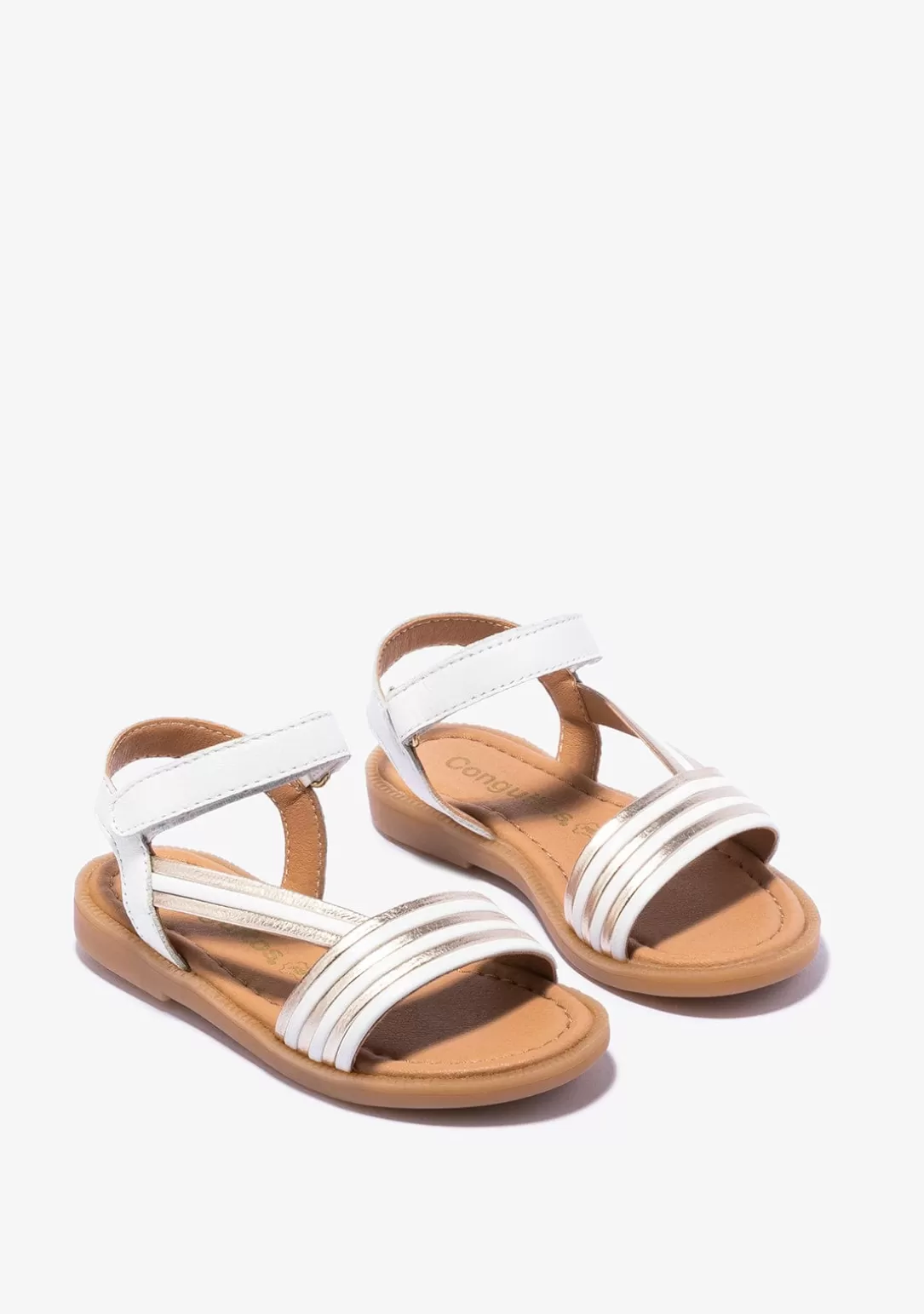 Conguitos Sandalias | Zapatos De Ceremonia^Sandalias De Niña Tira Adherente Napa Blanco Oro