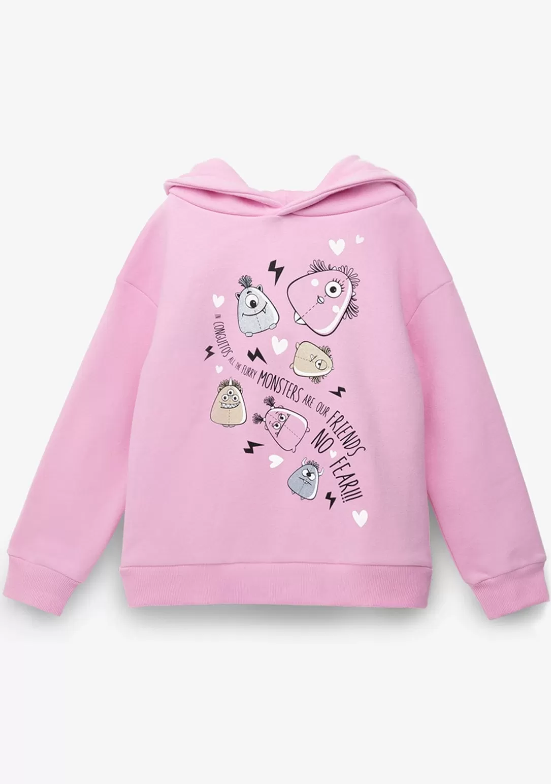 Conguitos Sudaderas^Sudadera De Niña Capucha Monstruos Rosa