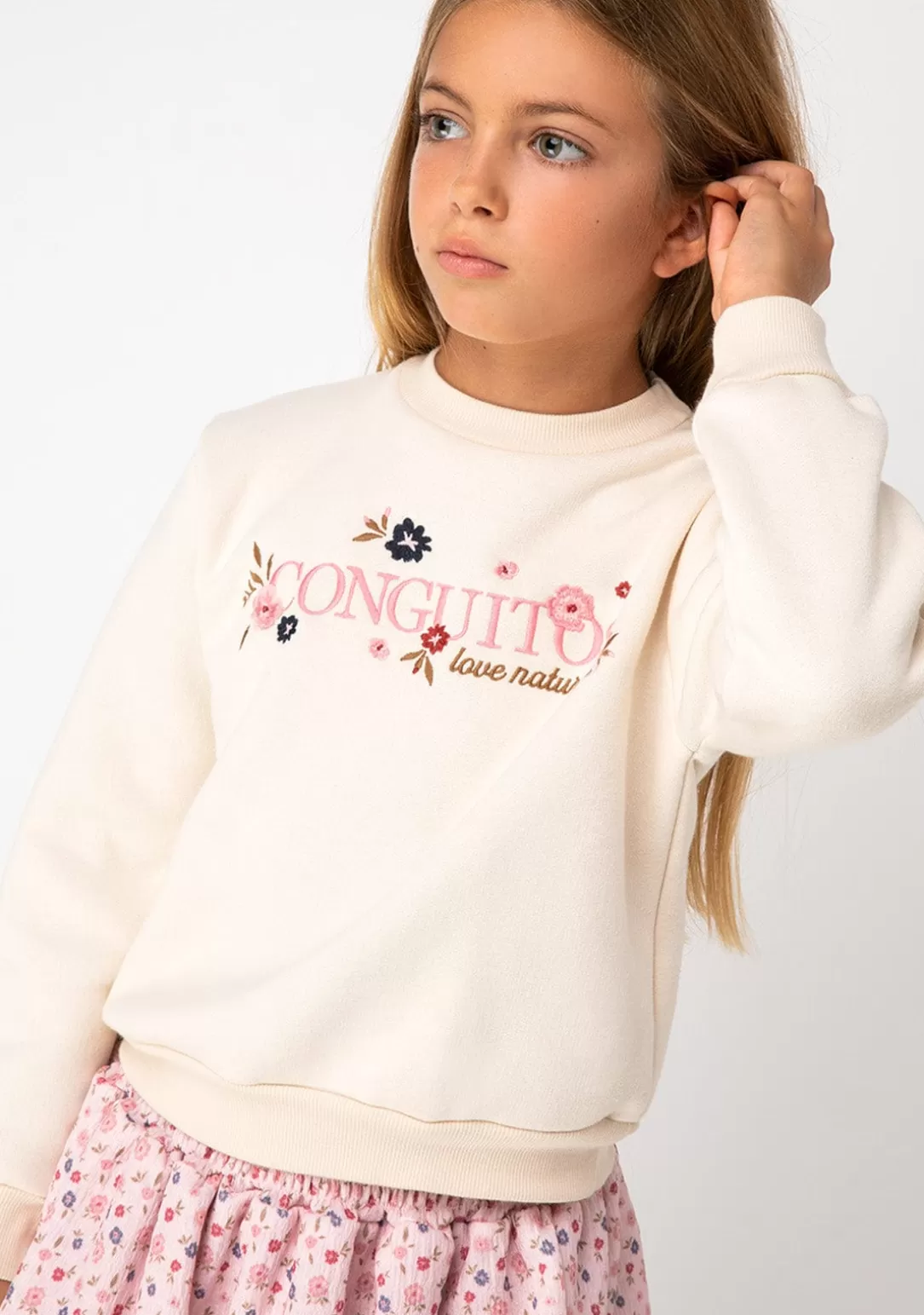 Conguitos Sudaderas^Sudadera De Niña Flores Beige