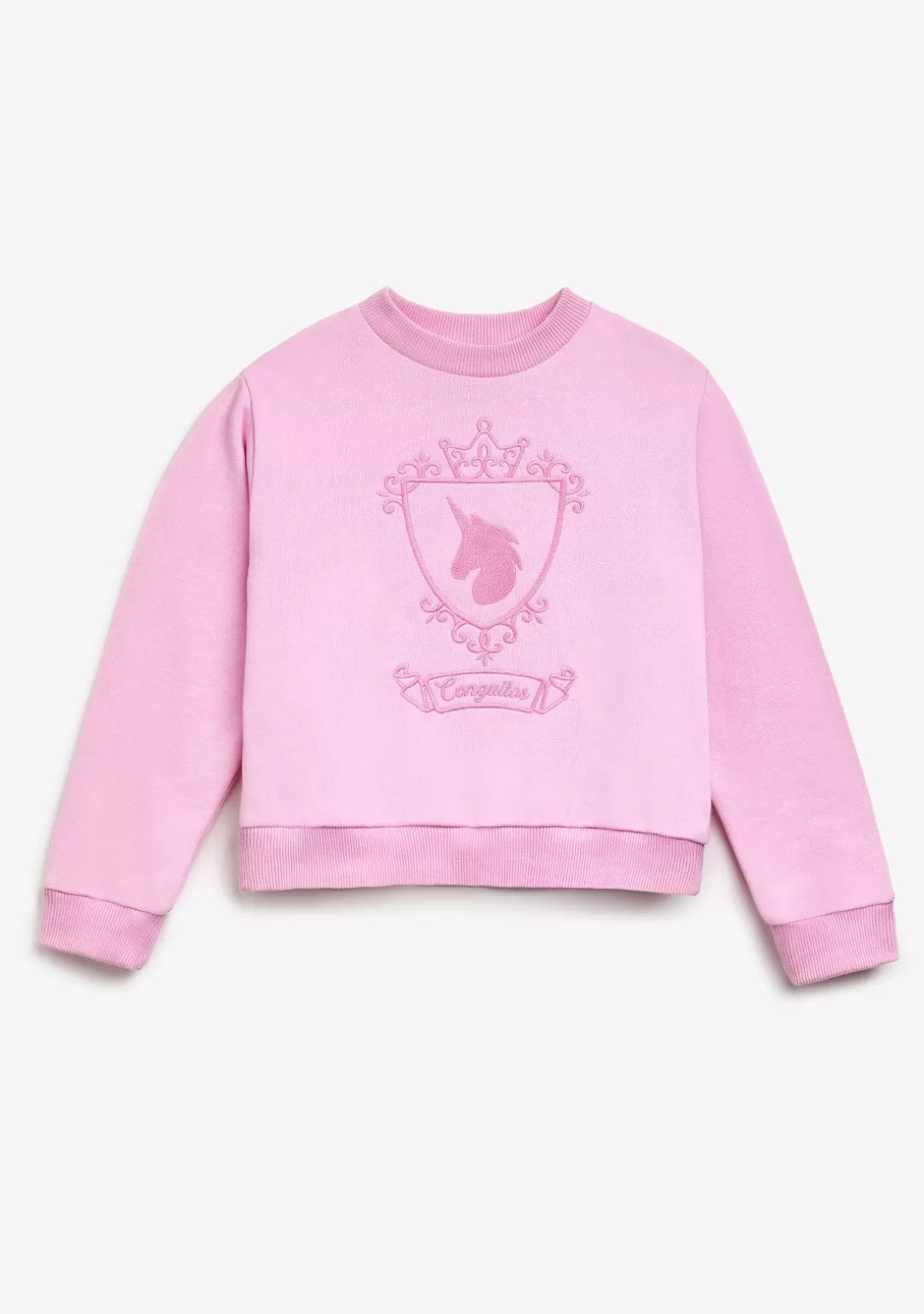 Conguitos Sudaderas^Sudadera Escudo Unicornio Rosa