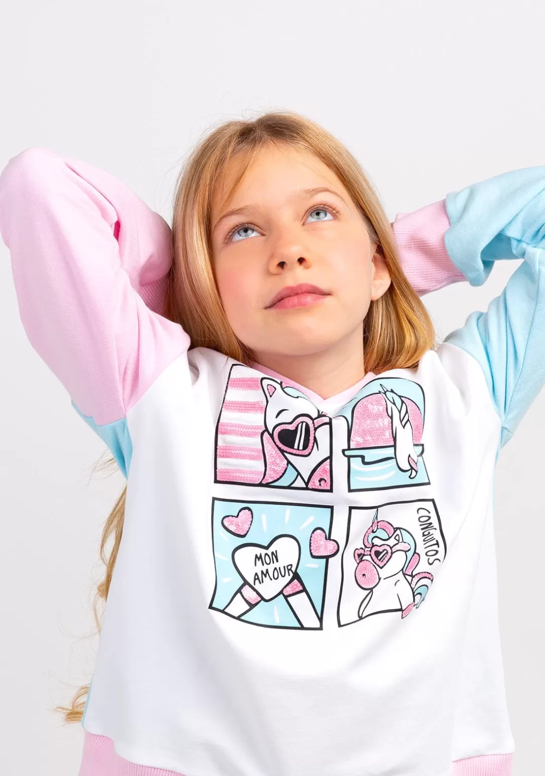 Conguitos Sudaderas^Sudadera Niña Lentejuelas Unicornio Multicolor