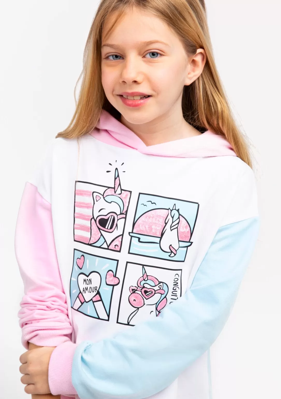 Conguitos Sudaderas^Sudadera Niña Lentejuelas Unicornio Multicolor