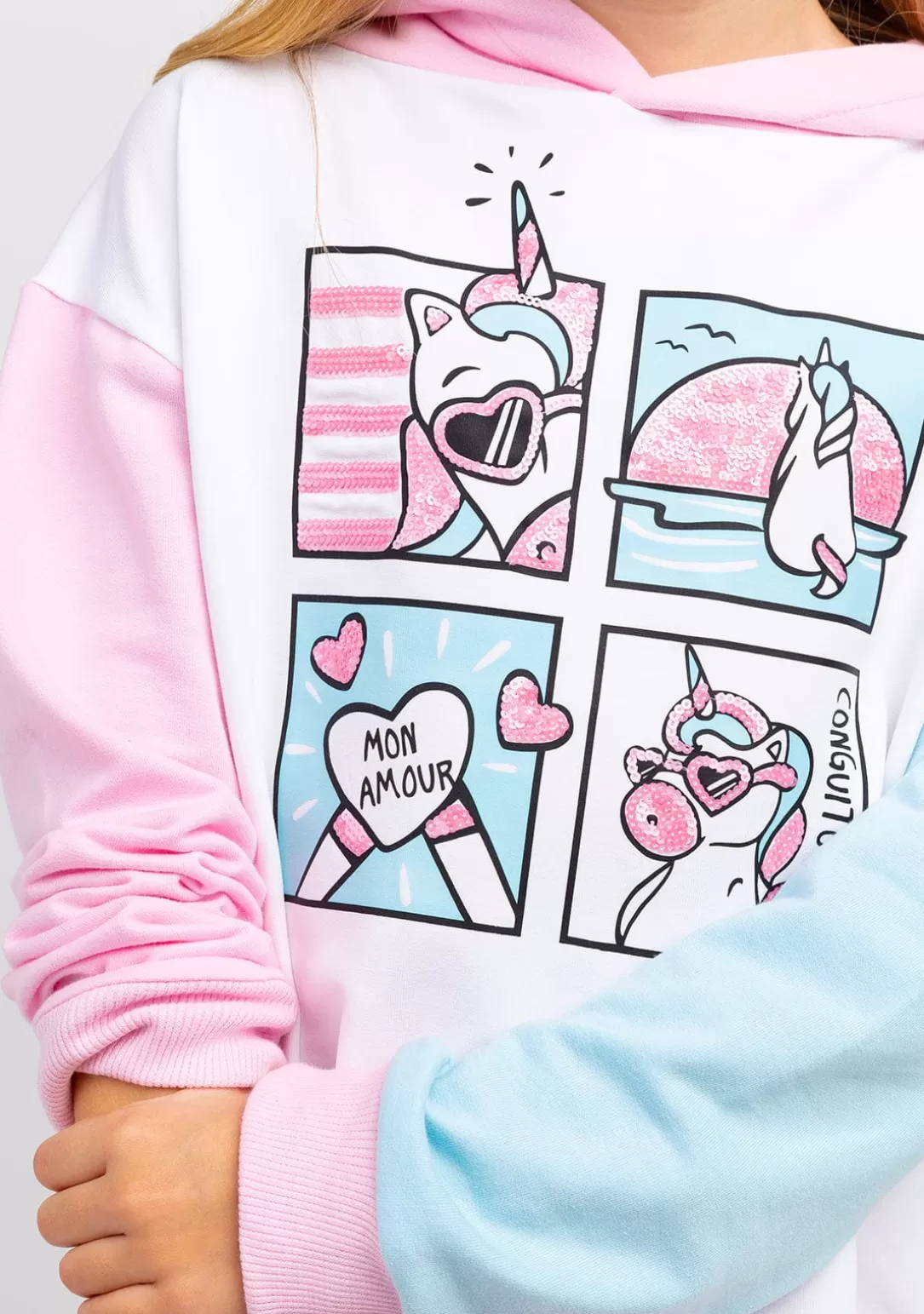 Conguitos Sudaderas^Sudadera Niña Lentejuelas Unicornio Multicolor