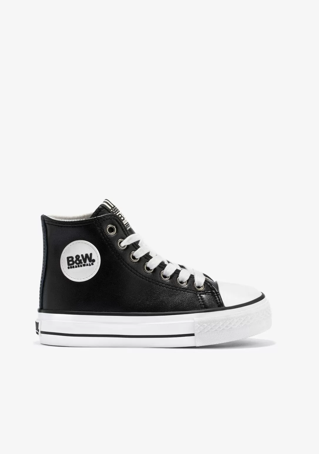 Conguitos Zapatillas | Zapatillas^Unisex Black Logo Hi-Top Sneakers Napa B&W