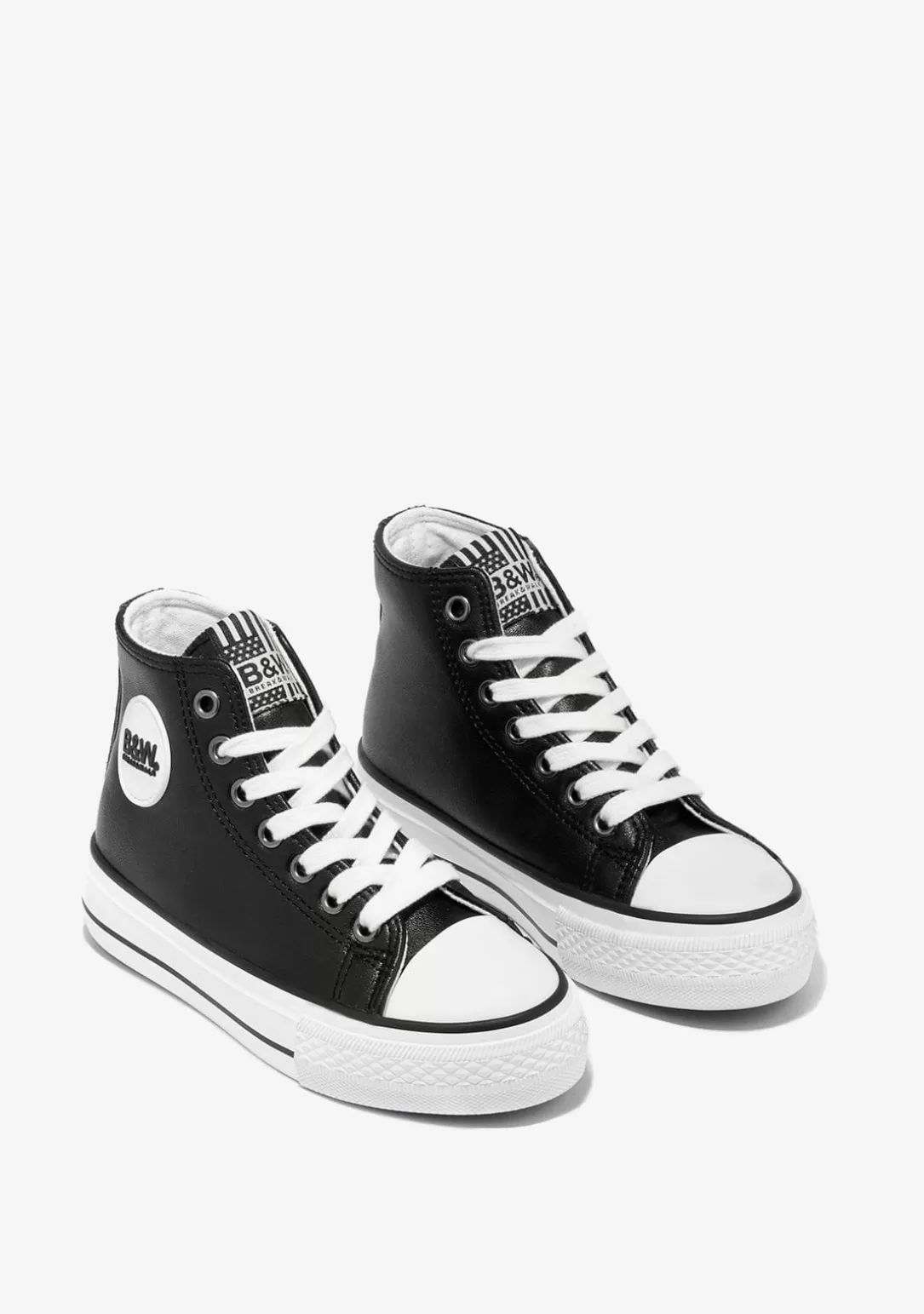 Conguitos Zapatillas | Zapatillas^Unisex Black Logo Hi-Top Sneakers Napa B&W