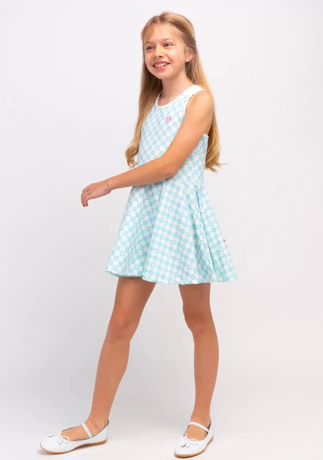 Conguitos Vestidos De Verano | Vestidos^Vestido De Niña Skater Cuadros Azul Claro