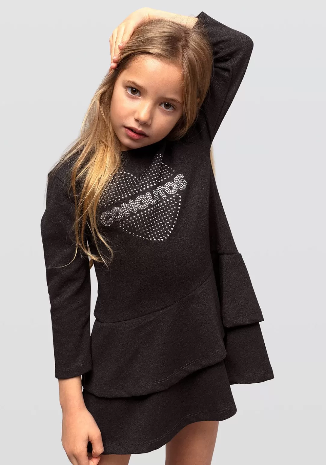 Conguitos Vestidos Sudadera | Vestidos^Vestido De Niña Volantes Gris