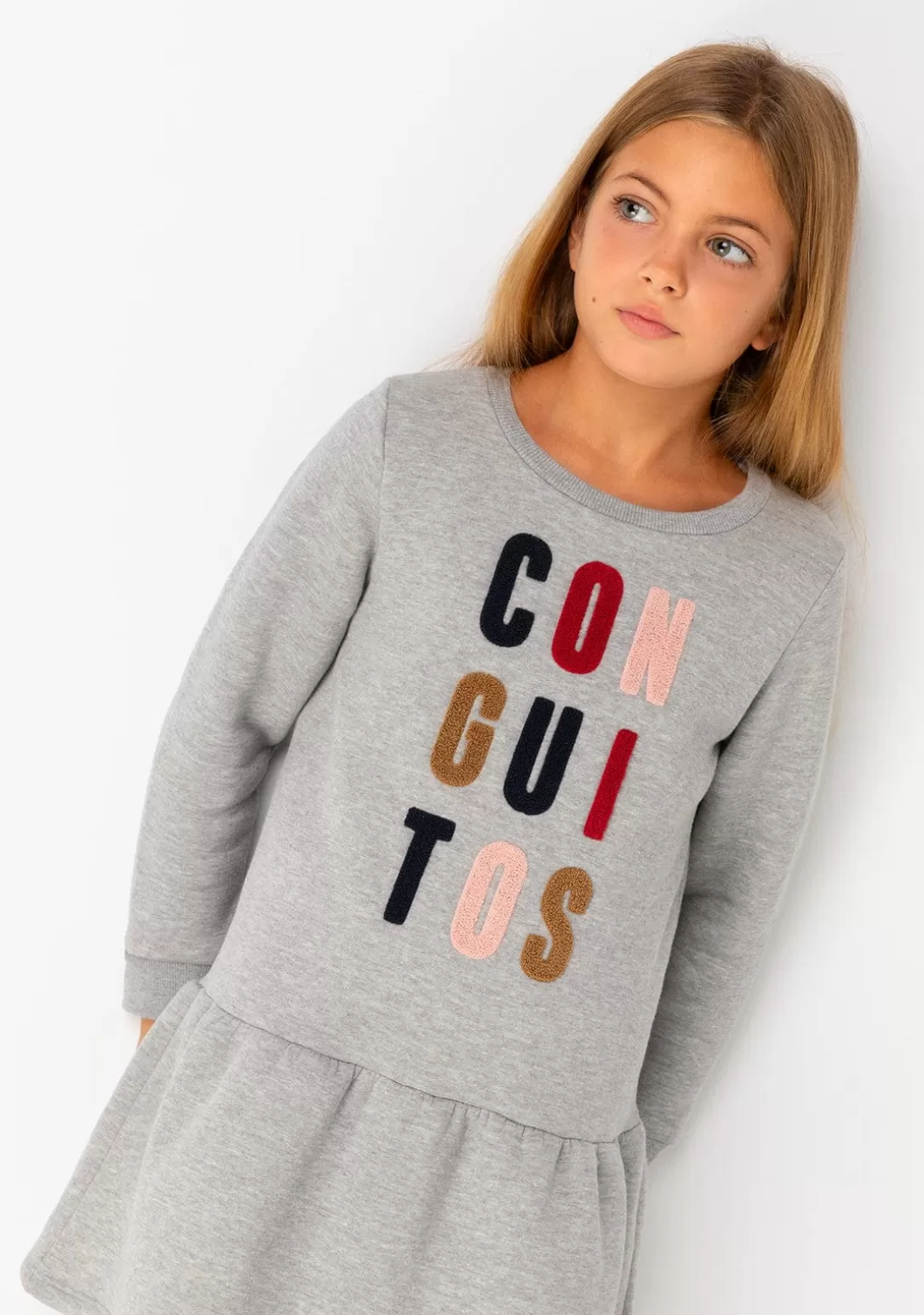 Conguitos Vestidos Sudadera | Vestidos^Vestido Sudadera De Niña Gris