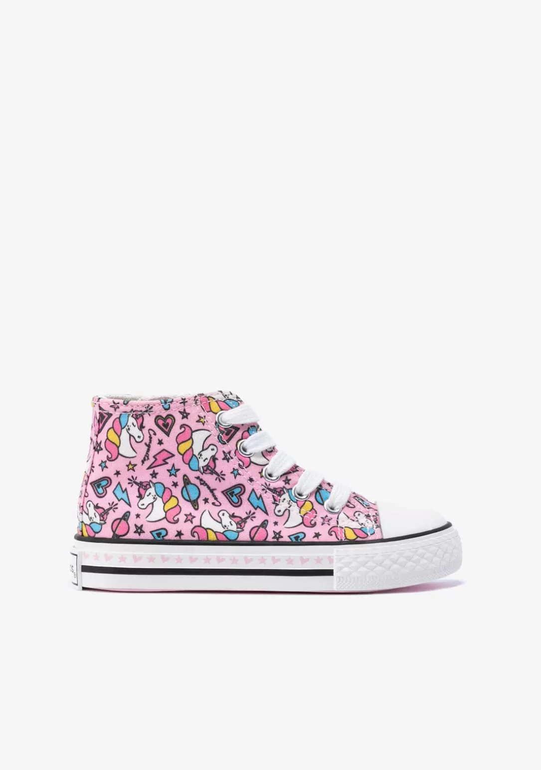 Conguitos Zapatillas^Zapatillas Altas De Niña Cordones Unicornio Lona Rosa