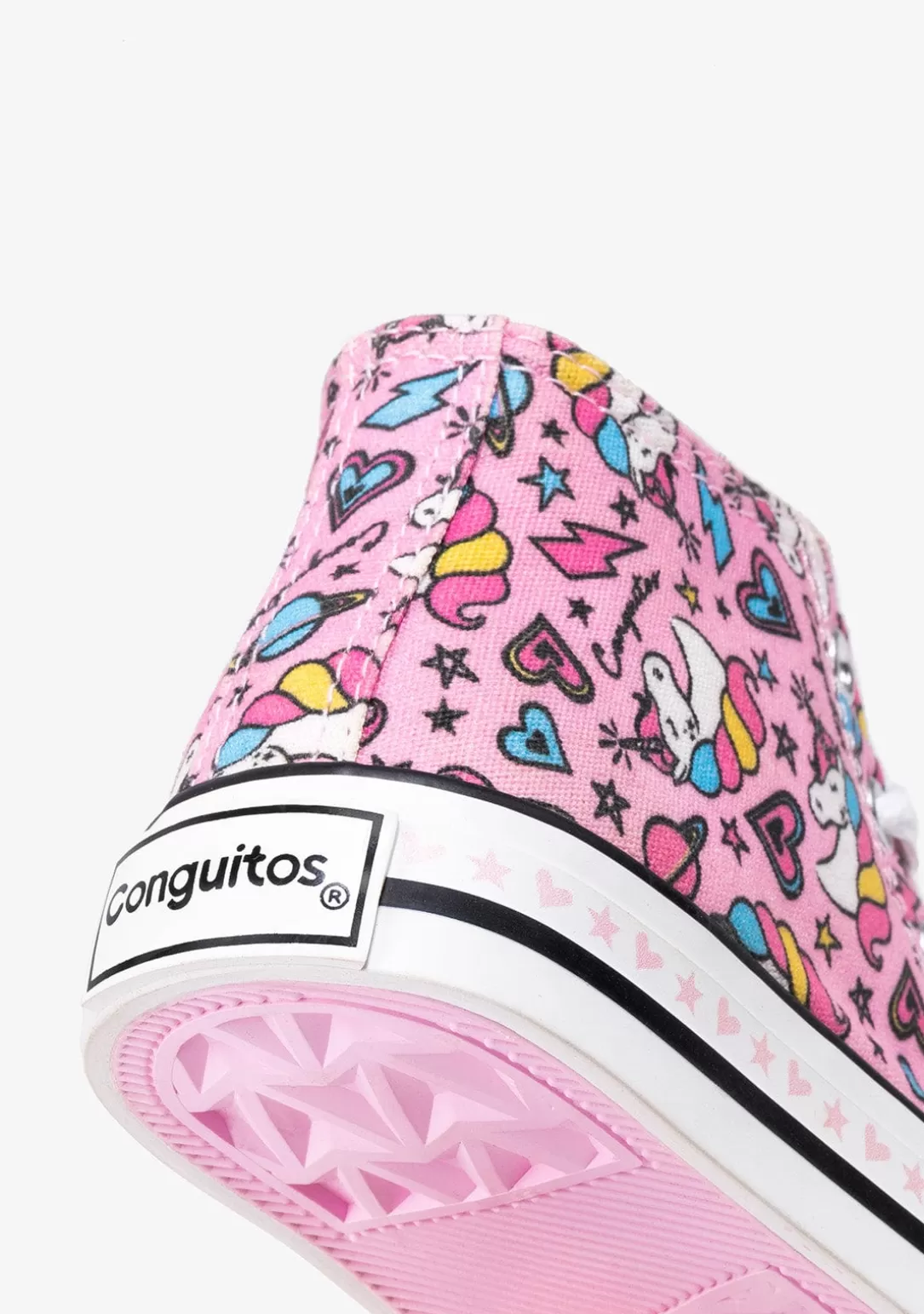 Conguitos Zapatillas^Zapatillas Altas De Niña Cordones Unicornio Lona Rosa