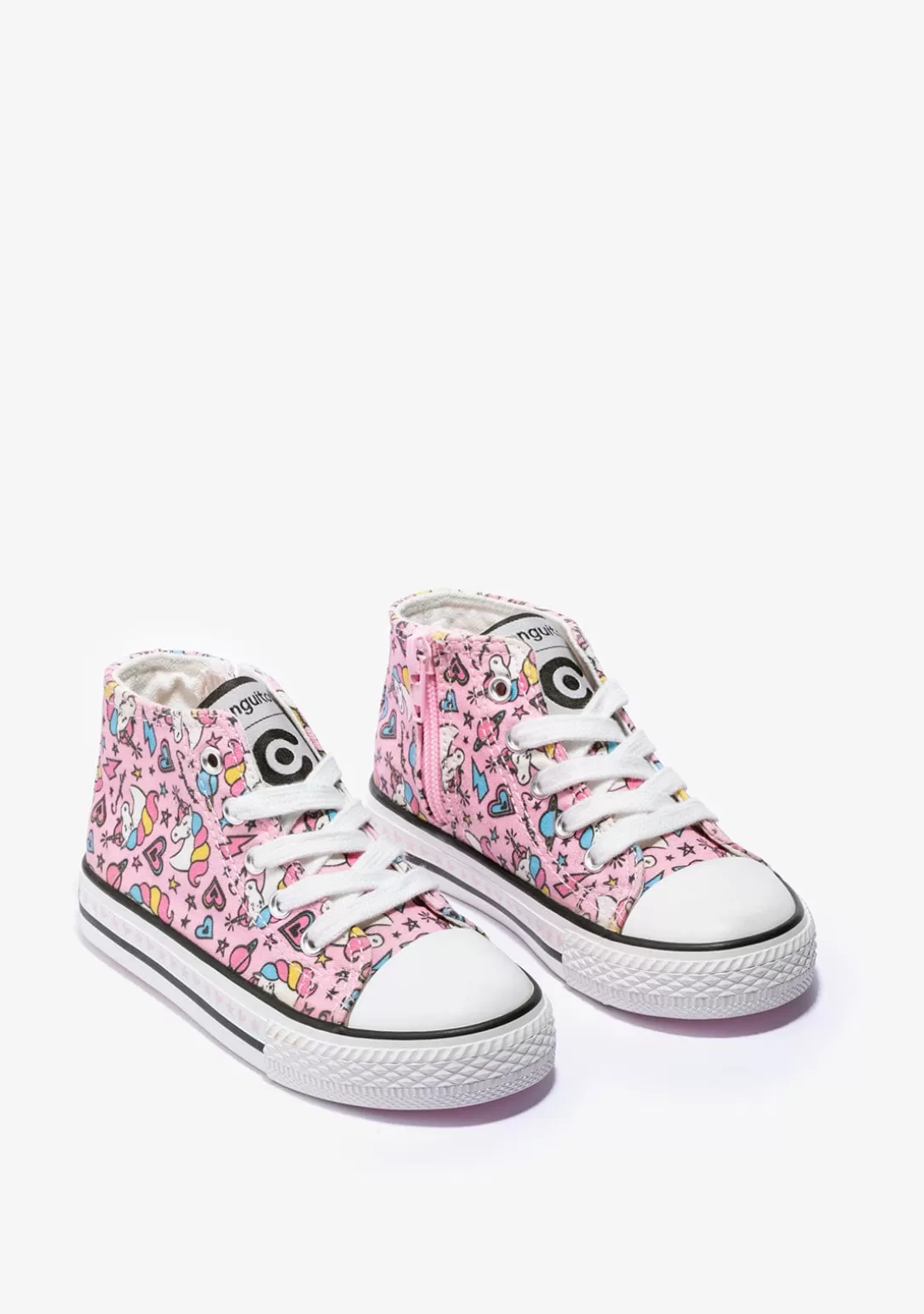 Conguitos Zapatillas^Zapatillas Altas De Niña Cordones Unicornio Lona Rosa