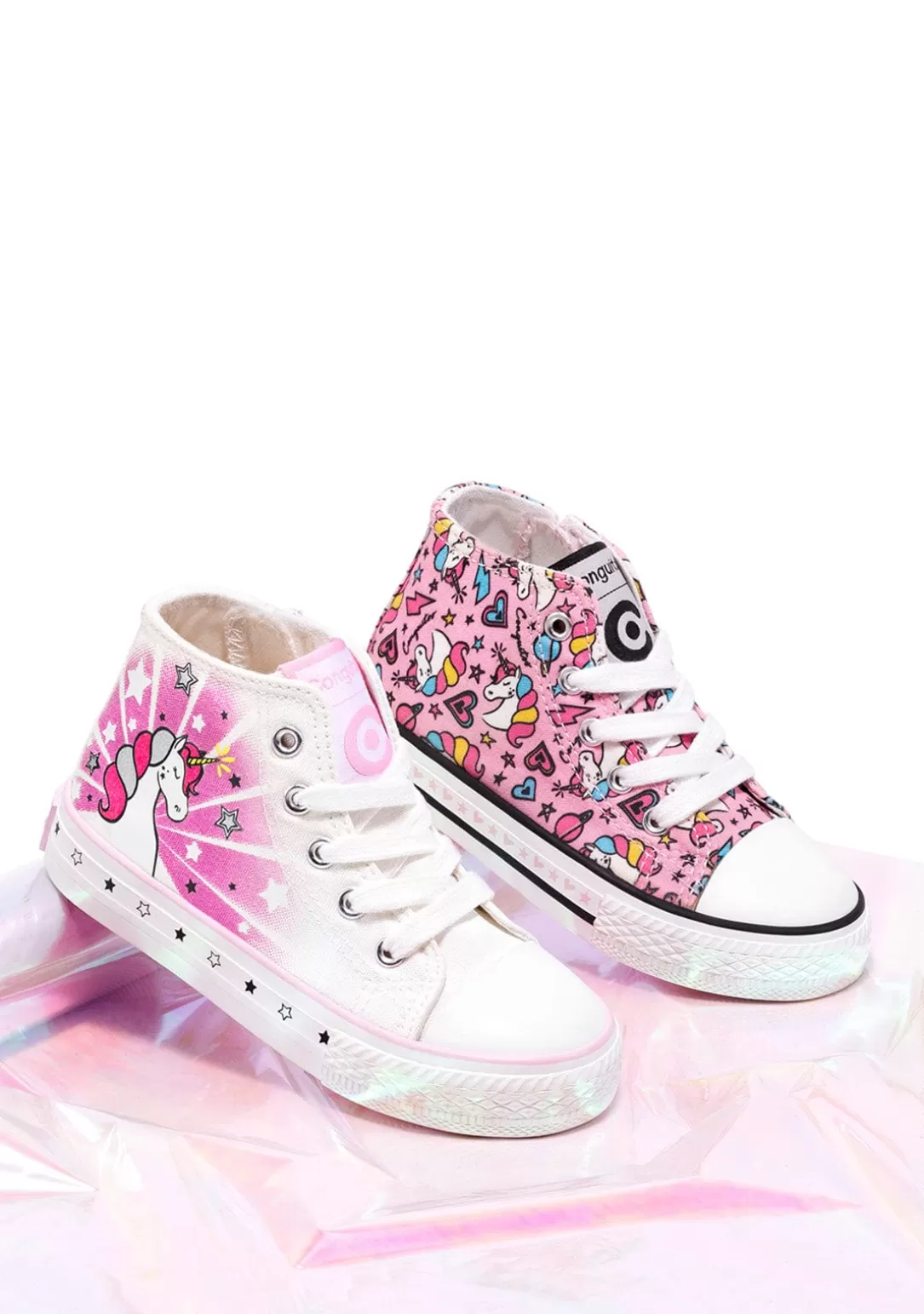 Conguitos Zapatillas^Zapatillas Altas De Niña Cordones Unicornio Lona Rosa