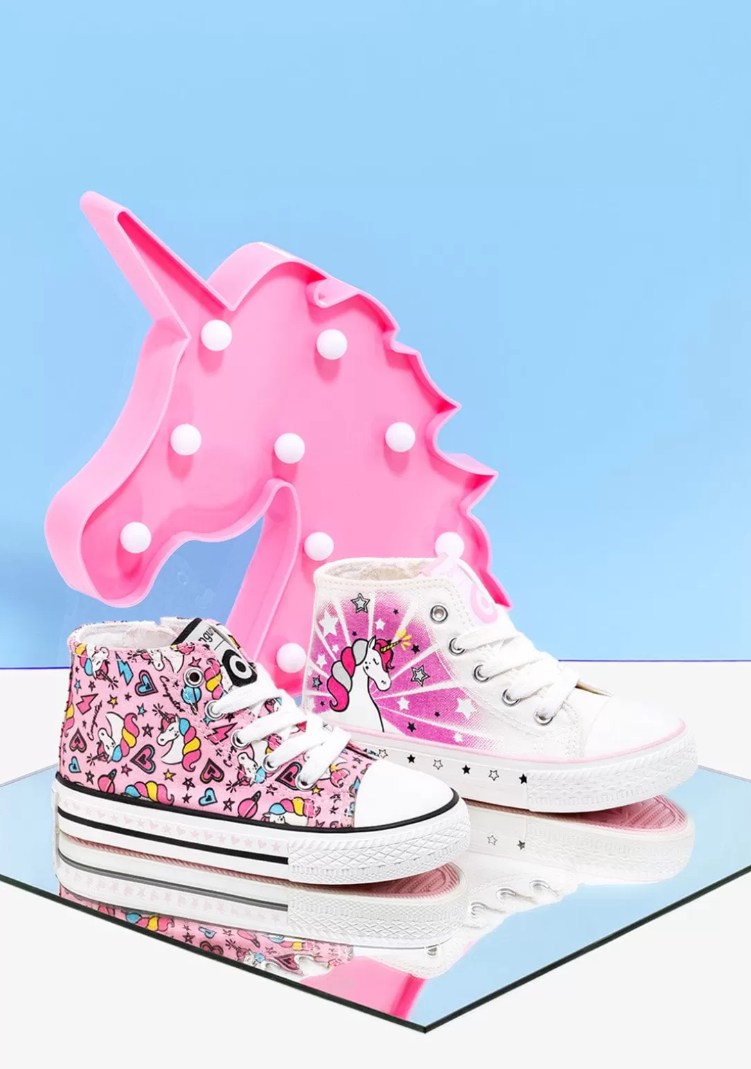 Conguitos Zapatillas^Zapatillas Altas De Niña Cordones Unicornio Lona Rosa